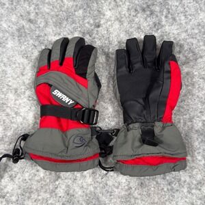 Swany Youth Small 5-6 Ski Gloves Red Grey SX-54J Winter Snowboarding Heat Pocket